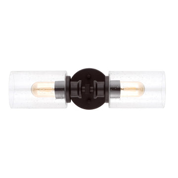 Jules Edison 16.5" Cylinder Iron/Seeded Glass Farmhouse Contemporary LED Wall Sconce - JONATHAN Y